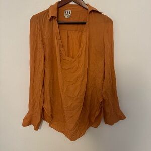 Haute Hippie Burnt Orange Drape silk Blouse
